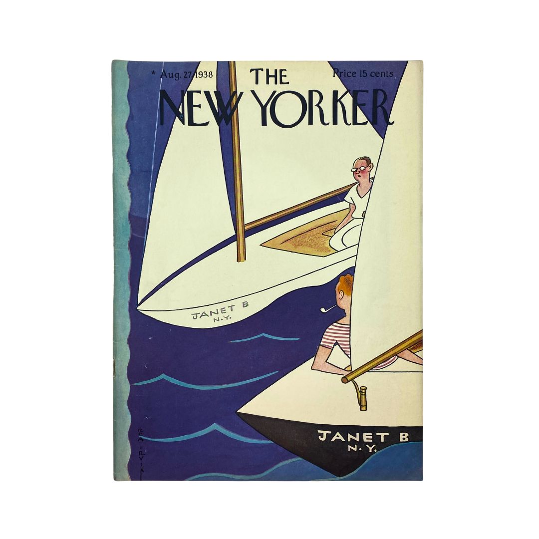 Cover of The New Yorker, August 27, 1938, featuring artwork by Rea Irvin, in very good (VG) condition