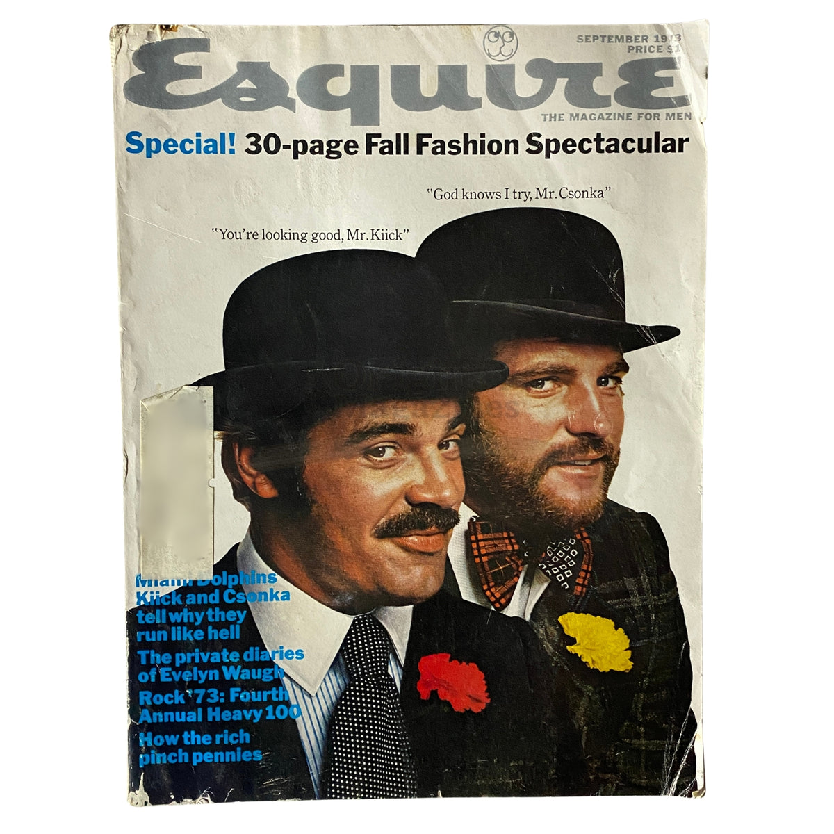Esquire Magazine September 1973 Mr. Kiick and Mr. Csonka