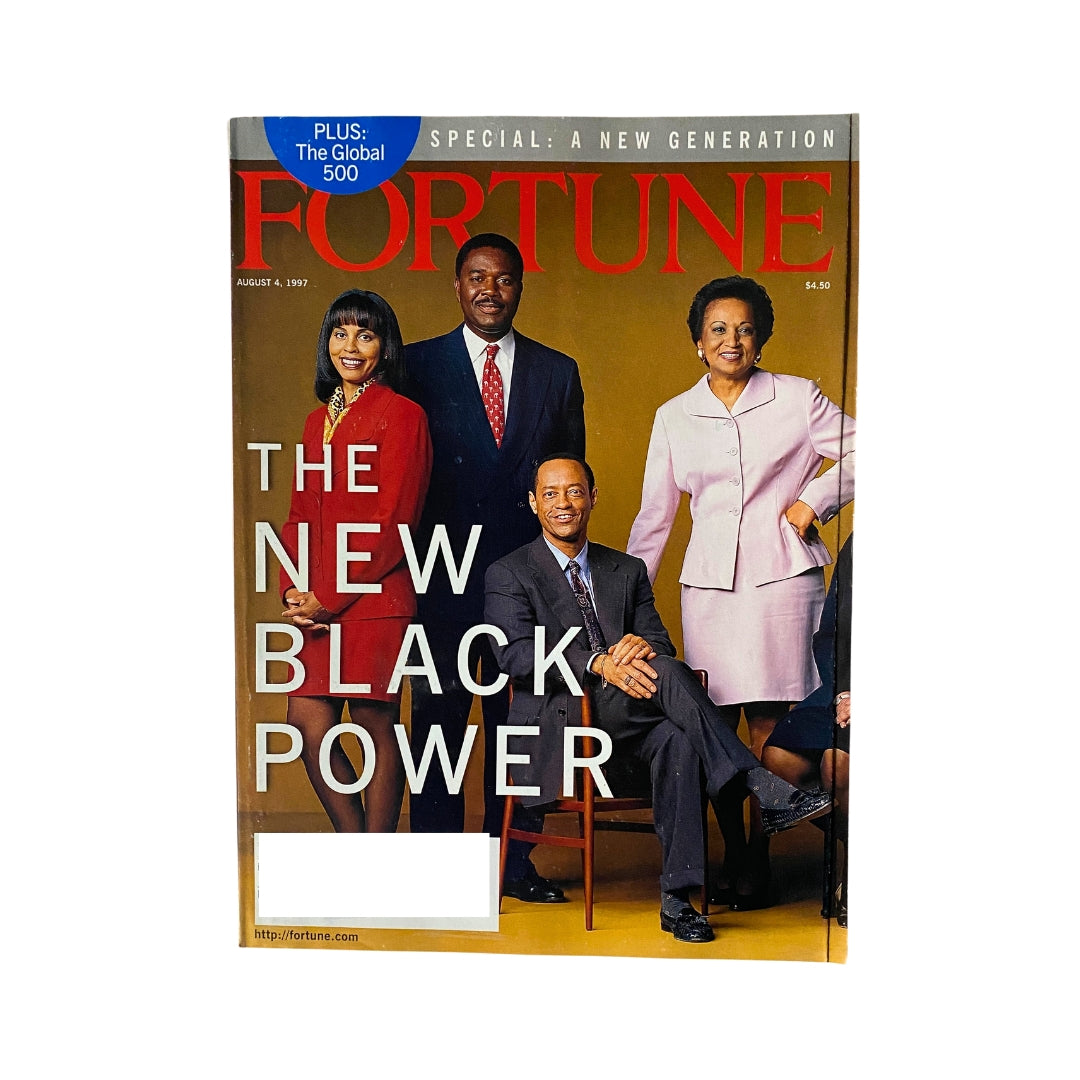 Fortune Magazine cover from August 4, 1997, featuring the title 'The New Black Power', showcasing four African American business leaders in professional attire, highlighting themes of corporate leadership and cultural significance.