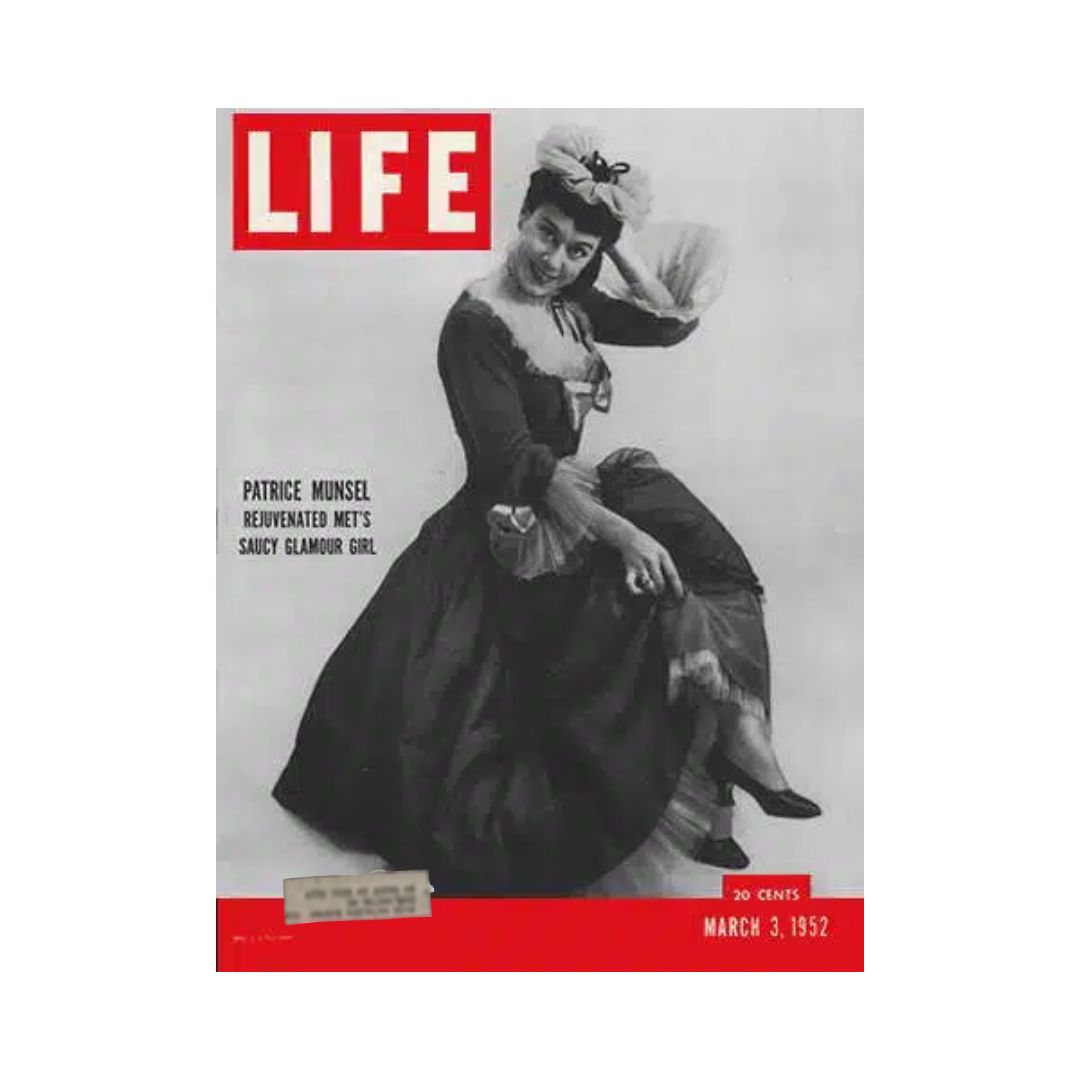 VTG Life Magazine March 3, 1952 featuring Patrice Munsel as the Saucy Glamour Girl on the cover, showcasing vintage fashion and style from the early 1950s.