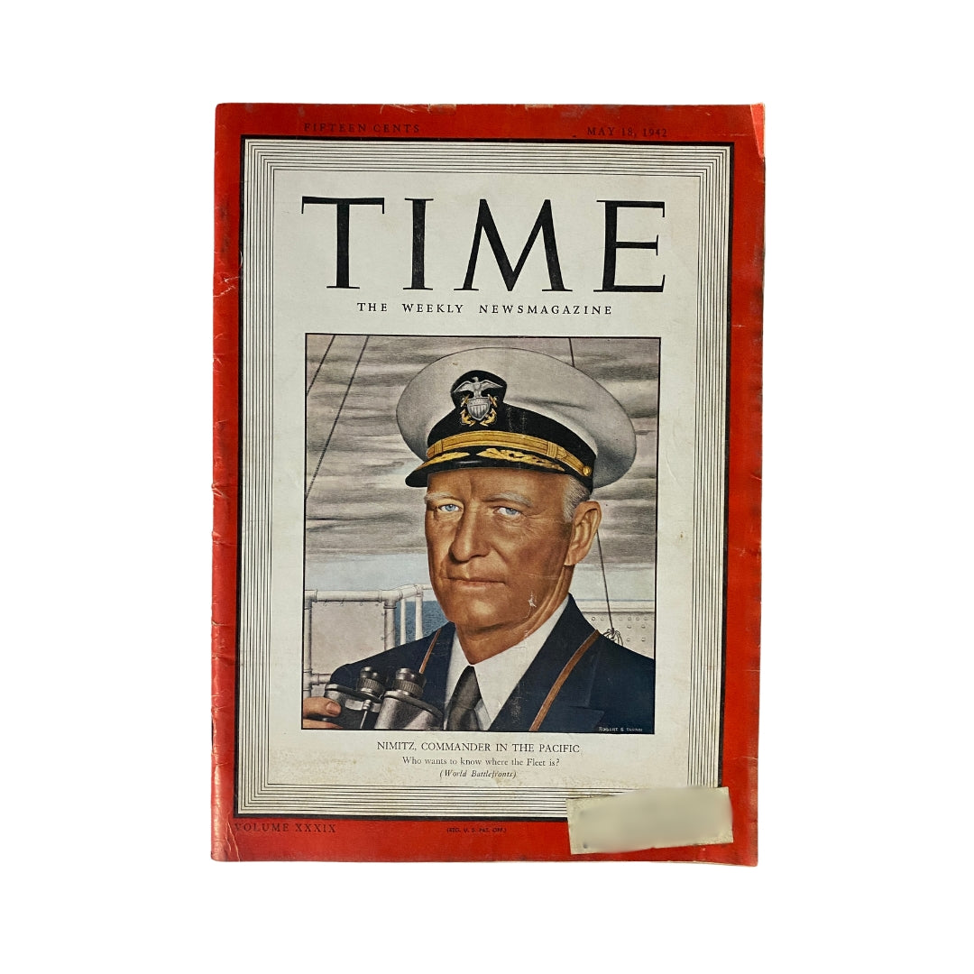 Vintage Time Magazine May 18, 1942 Chester W. Nimitz, Commander in The Pacific