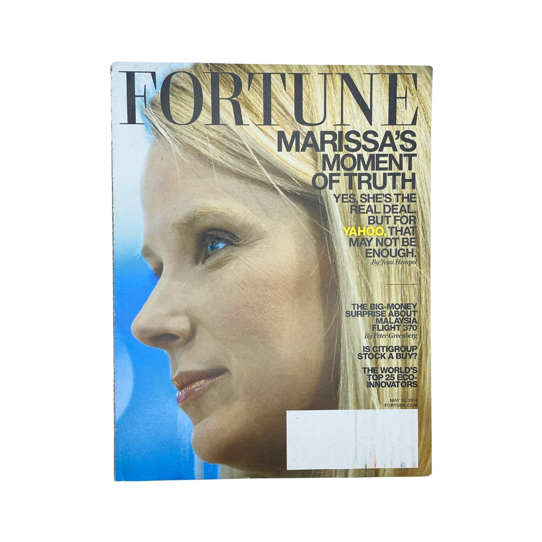 Fortune Magazine cover from May 19, 2014 featuring Marissa Mayer, former CEO of Yahoo!, titled 'Marissa's Moment of Truth'.
