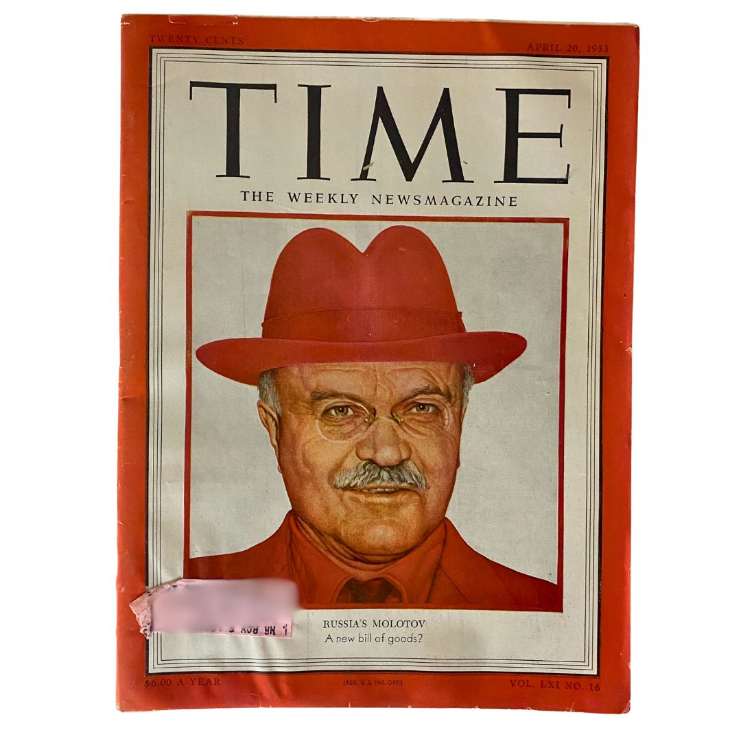 Vintage Time Magazine April 20, 1953 Vol 61 No. 16 Viacheslav Molotov