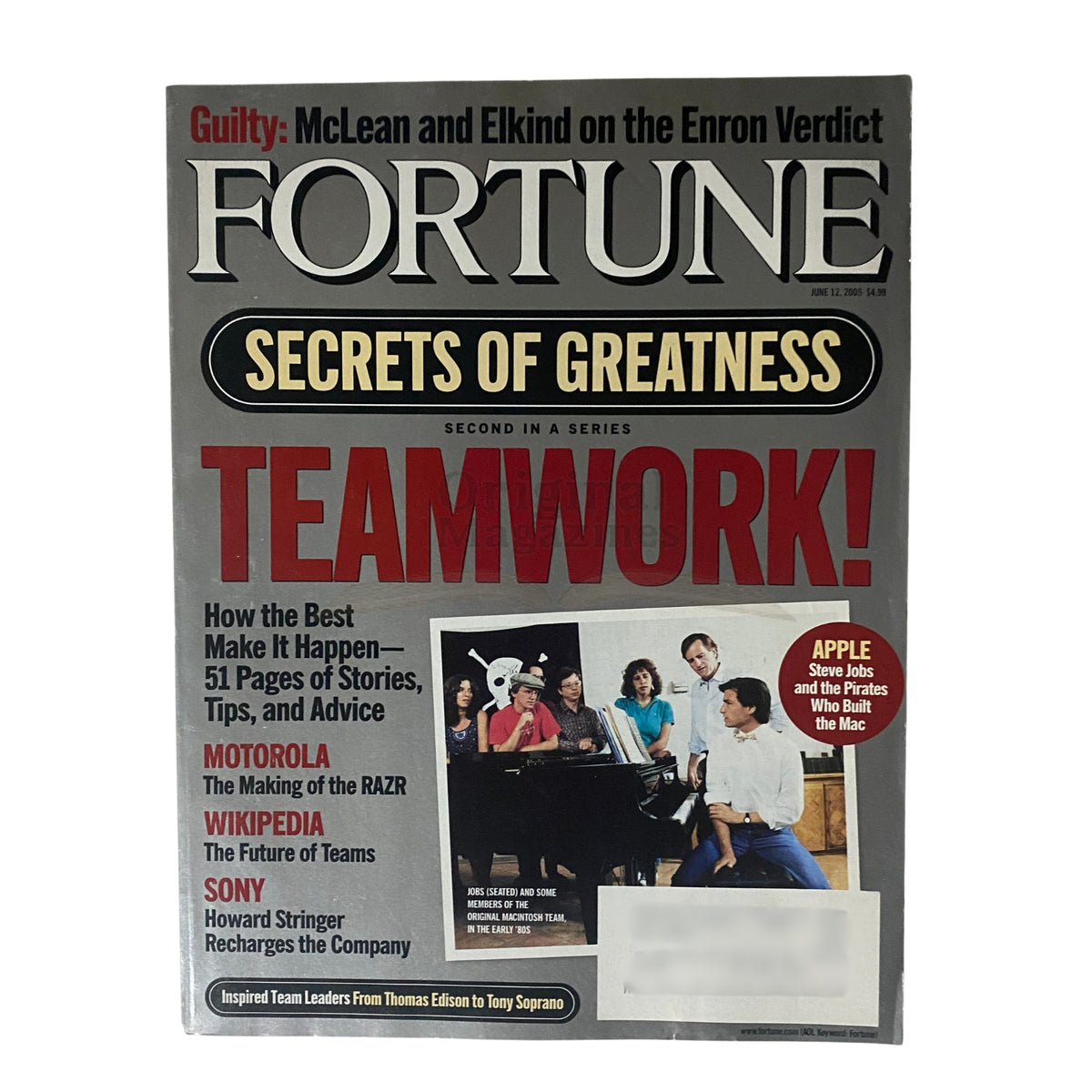 Fortune Magazine June 12, 2009 Steve Jobs and The Original Macintosh Team VG