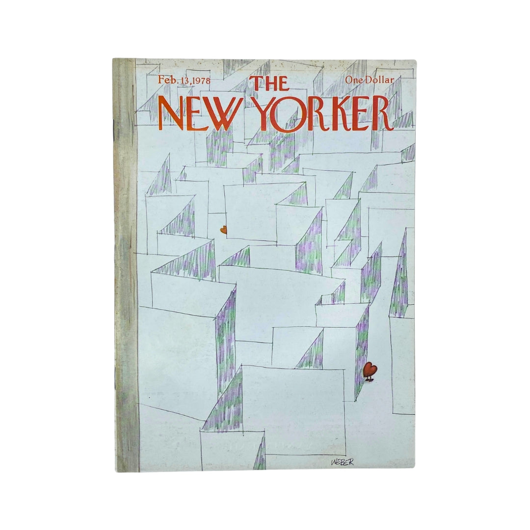 The New Yorker Complete Magazine February 13, 1978 featuring Robert Weber's artistic cover illustrating a unique maze design.