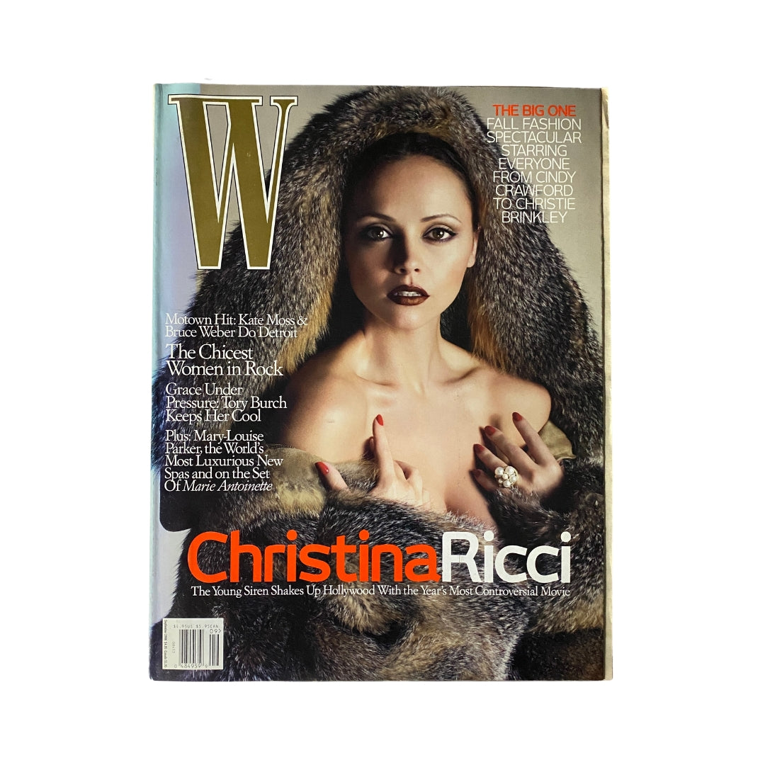 W Magazine September 2006 featuring actress Christina Ricci on the cover, showcasing vintage fashion and glamour.