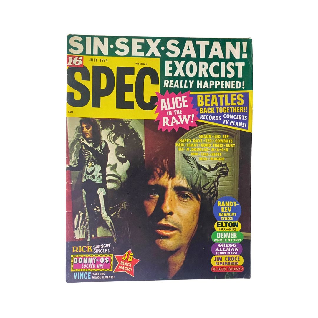Vintage 16 SPEC Magazine July 1974 Led Zeppelin, Shaun Cassidy VG w Poster No Label
