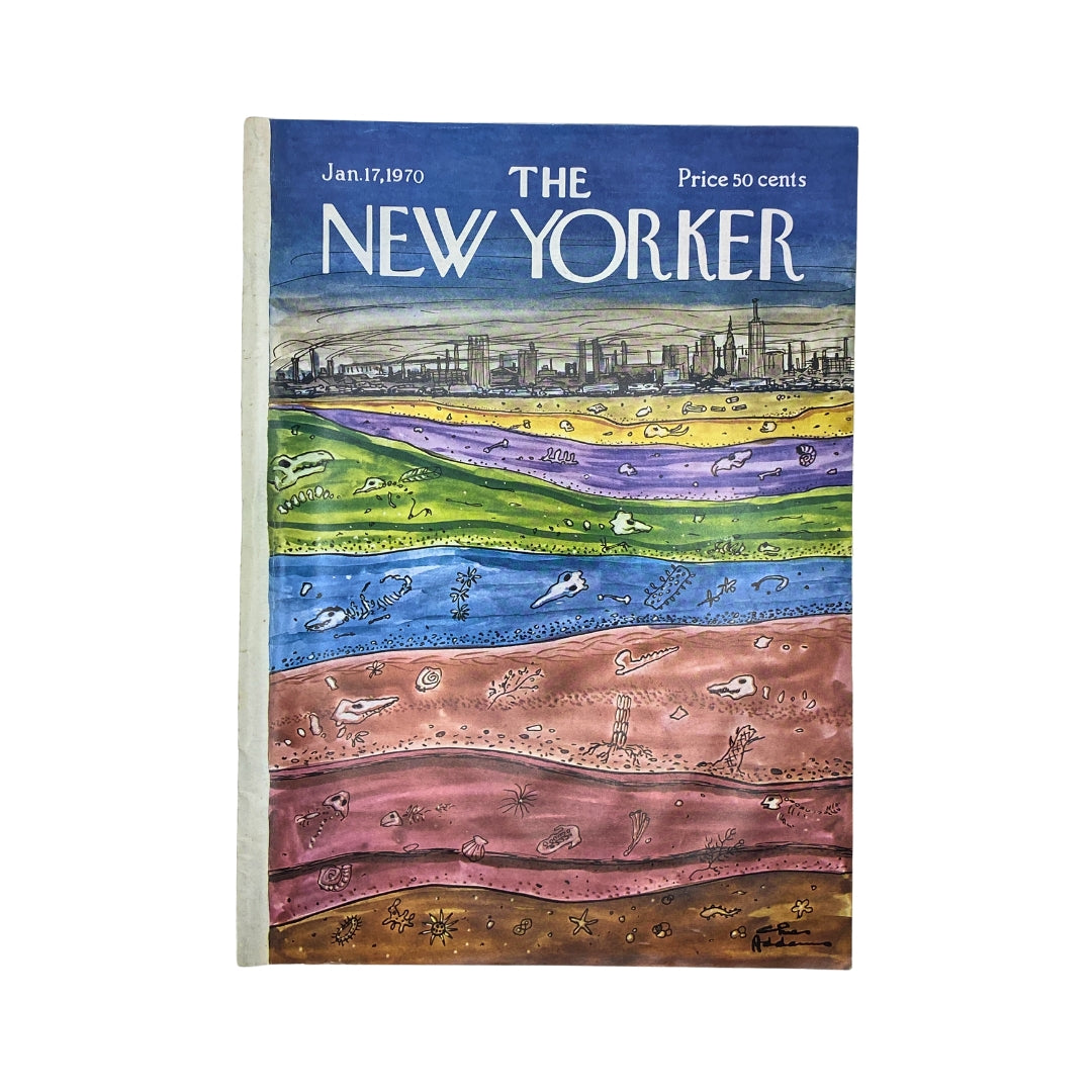 The New Yorker Complete Magazine January 17, 1970 Cover featuring colorful landscape illustration and city skyline, showcasing vintage art by Chas Addams.