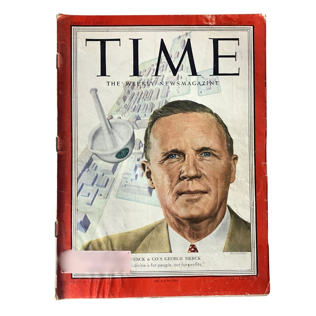 Time Magazine August 18, 1952 Vol 60 No. 7 George W. Merck