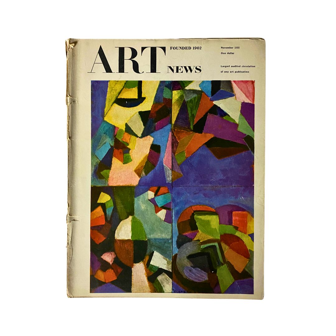 Cover of Art News Magazine, November 1955, featuring the four-part Synchromy by Morgan Russell, showcasing vibrant abstract art.