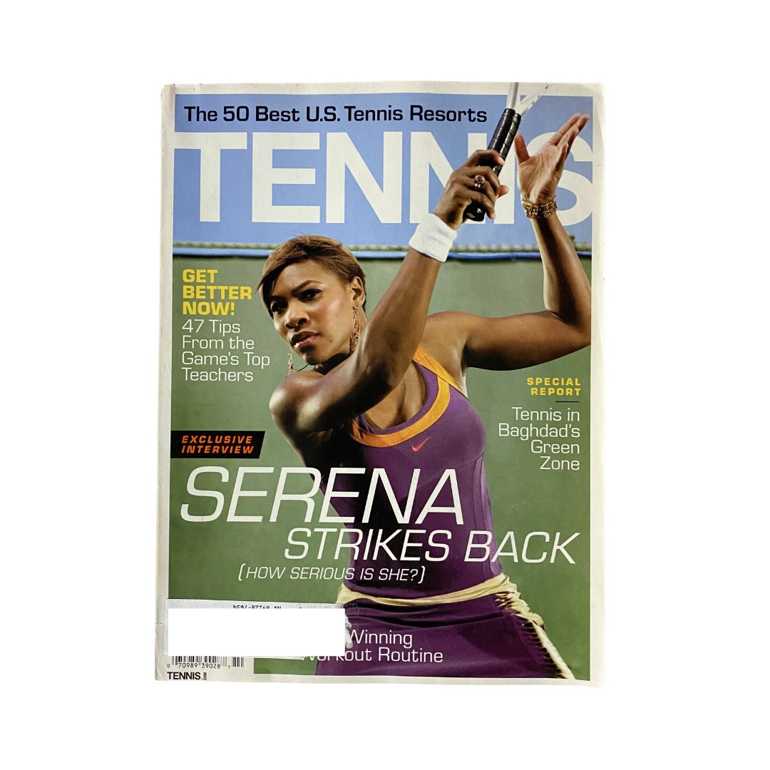 Tennis Magazine October 2006 cover featuring Serena Williams with the title 'Serena Strikes Back', showcasing her in action with a tennis racket.