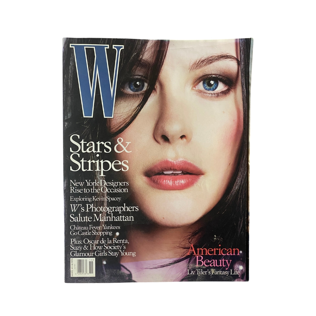 W Magazine November 2001 featuring Liv Tyler on the cover, showcasing high-fashion and beauty trends of the early 2000s.