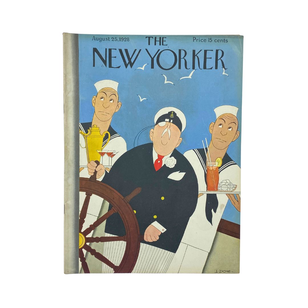 Cover of The New Yorker, August 25, 1928, featuring artwork by Leonard Dove, in very good (VG) condition
