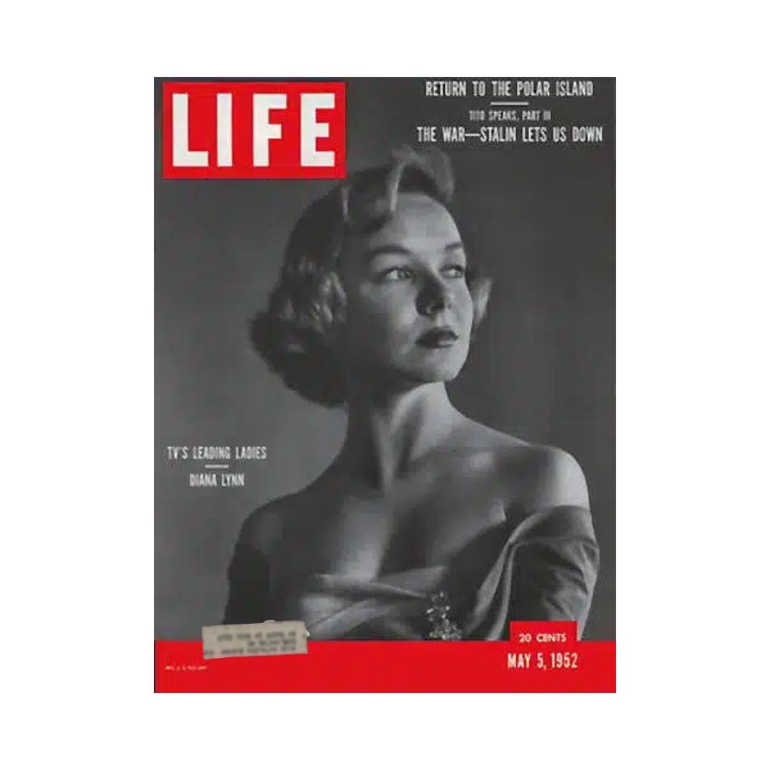 Cover of VTG Life Magazine dated May 5, 1952 featuring actress Diana Lynn, showcasing a vintage design with the title prominently displayed.