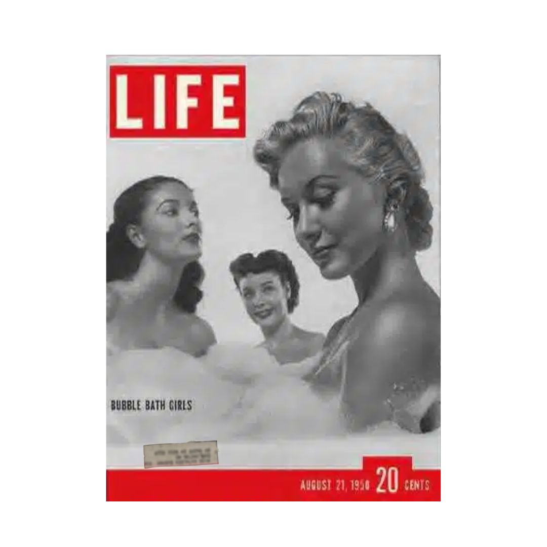 Cover of VTG Life Magazine dated August 21, 1950, featuring Broadway Peep Show, showcasing vintage photography and iconic design.