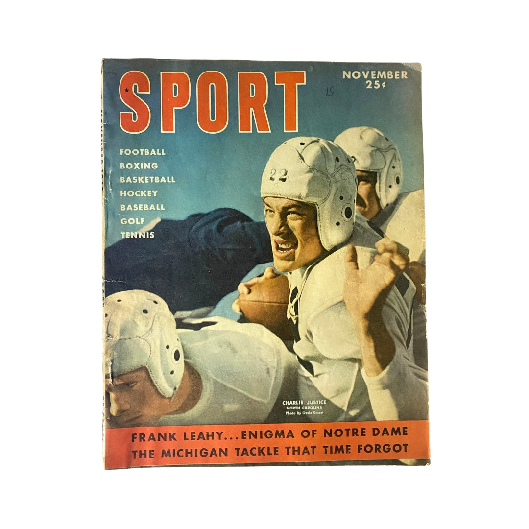 Sport Magazine November 1949 Charlie Justice North Carolina Cover No Label