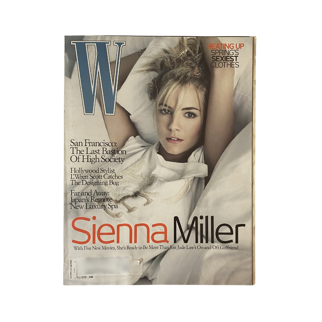 W Magazine January 2007 featuring Sienna Miller on the cover, showcasing a striking fashion image and highlighting contemporary style and celebrity culture.