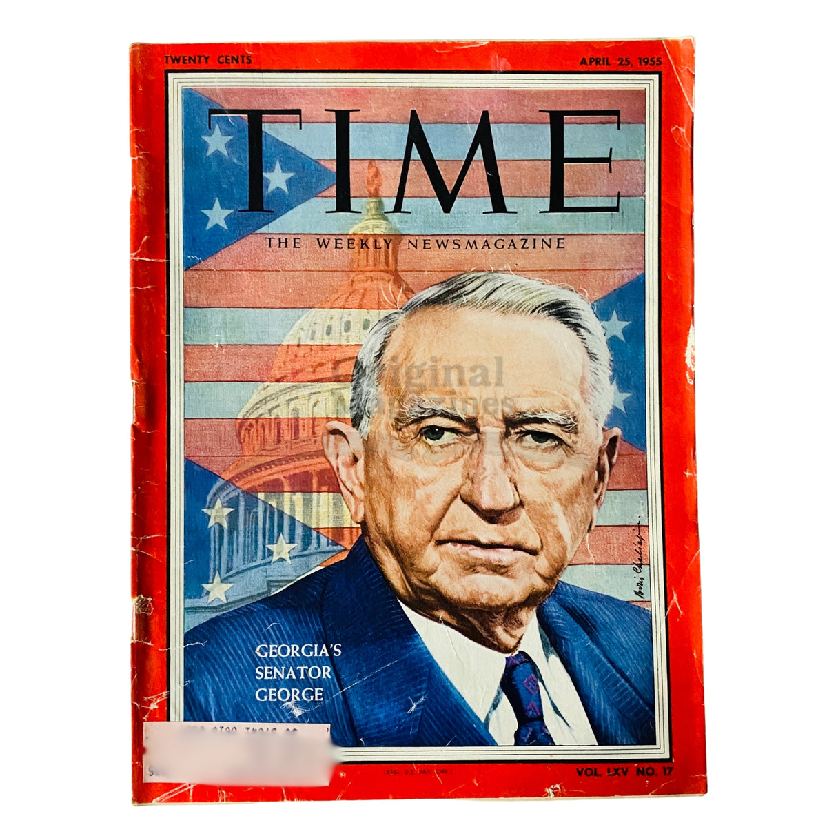 Time Magazine April 25 1955 featuring Georgia's Senator Walter F. George on the cover, showcasing the political landscape of the mid-20th century.