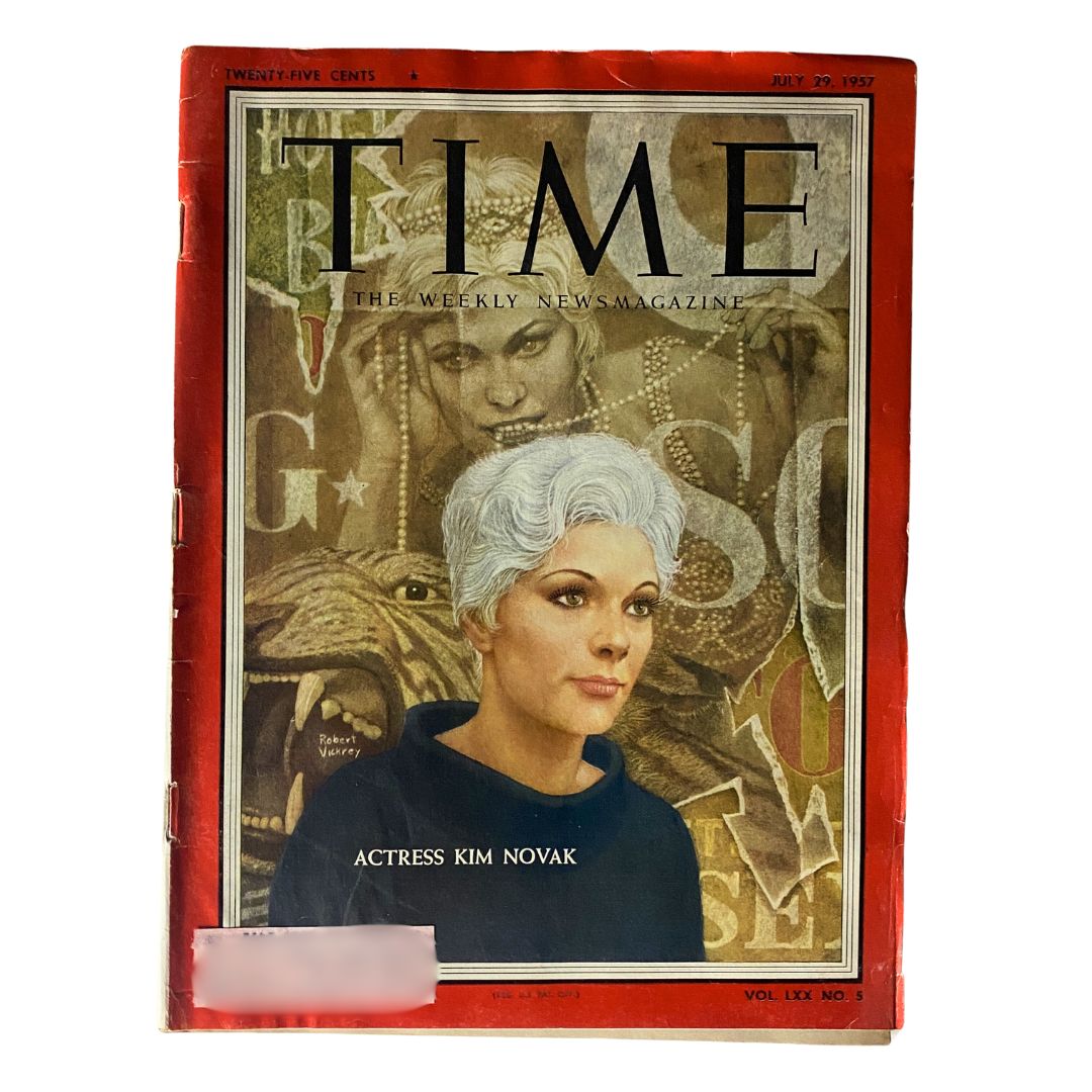 VTG Time Magazine July 29, 1957 featuring actress Kim Novak on the cover, showcasing her iconic style in a vintage design.