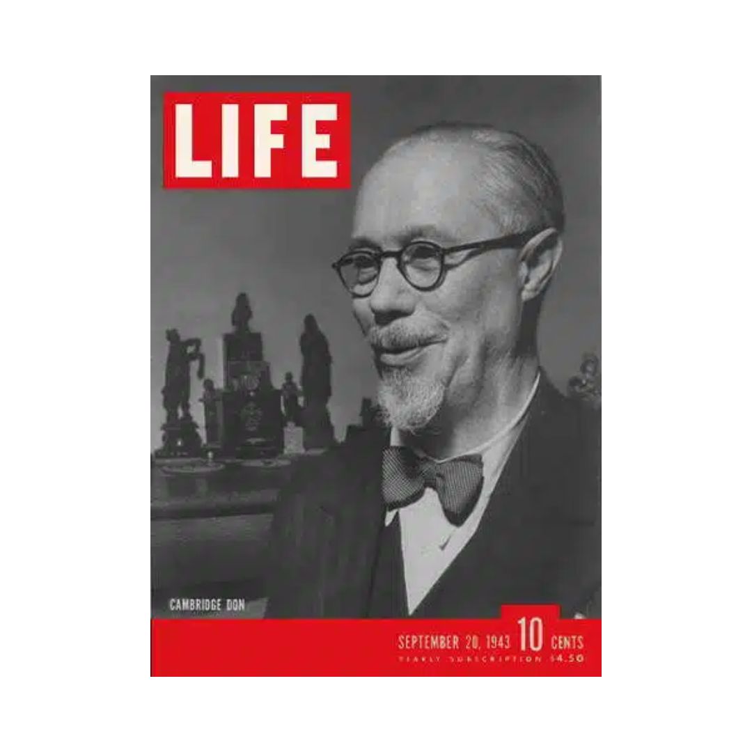 Cover of VTG Life Magazine from September 20, 1943 featuring Cambridge Don Charles Seltman, showcasing a historical figure with a beard and glasses, in a vintage design.