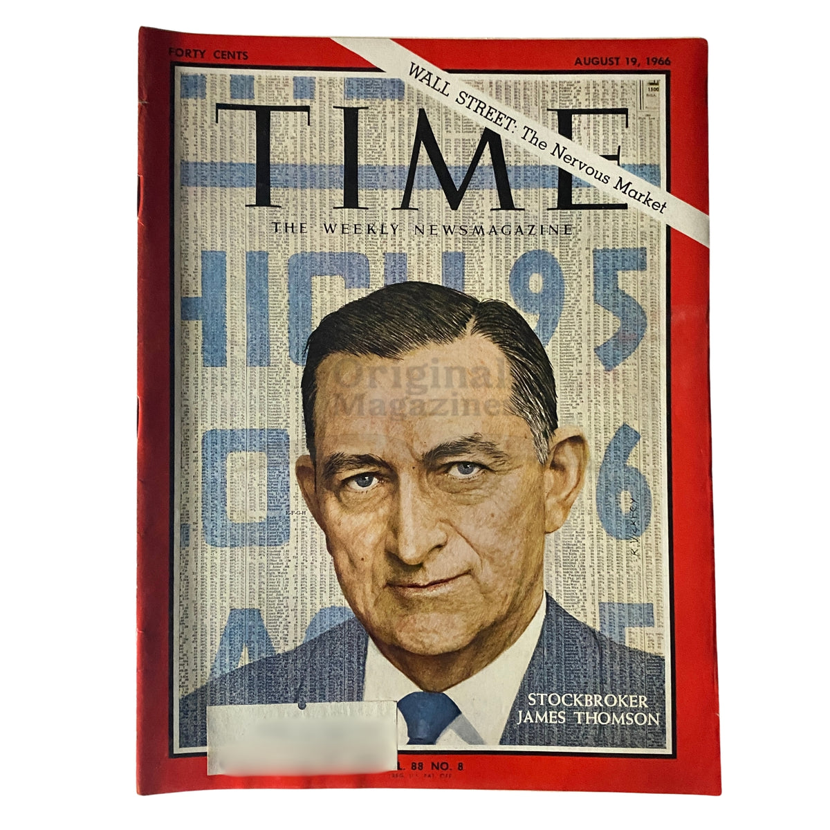 Cover of Time Magazine dated August 19, 1966, featuring stockbroker James Thomson, Volume 88, Number 8.