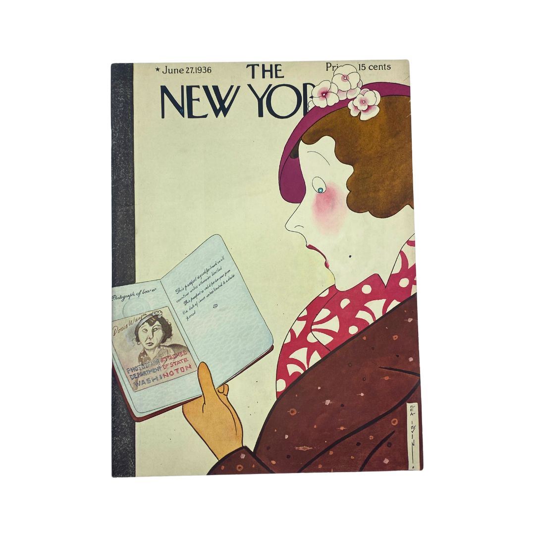 Cover of The New Yorker, June 27, 1936, featuring an illustration by Rea Irvin, VG condition