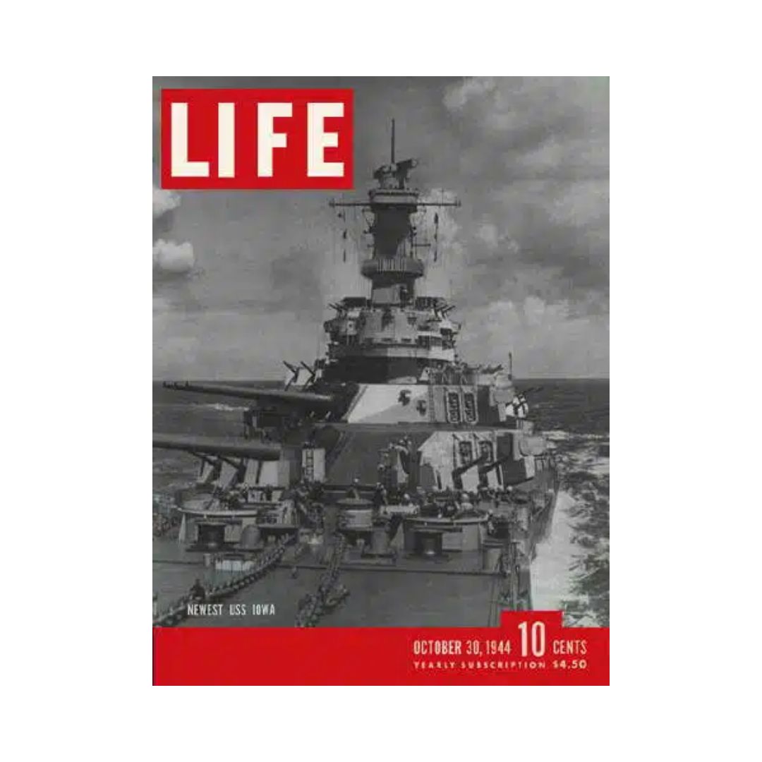 Life Magazine October 30, 1944 Featuring Iconic U.S.S. Iowa Battleship and WWII Insights