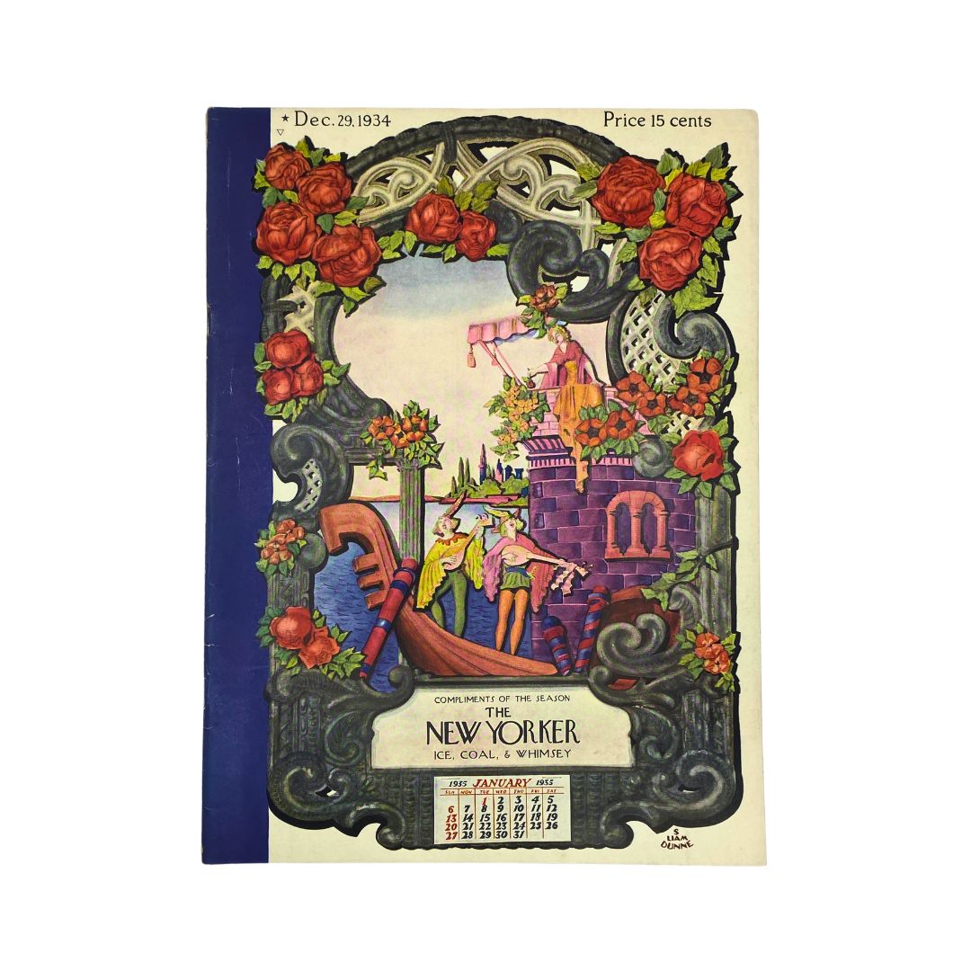 Cover of The New Yorker, December 29, 1934, featuring artwork by S. Liam Dunne, in very good (VG) condition