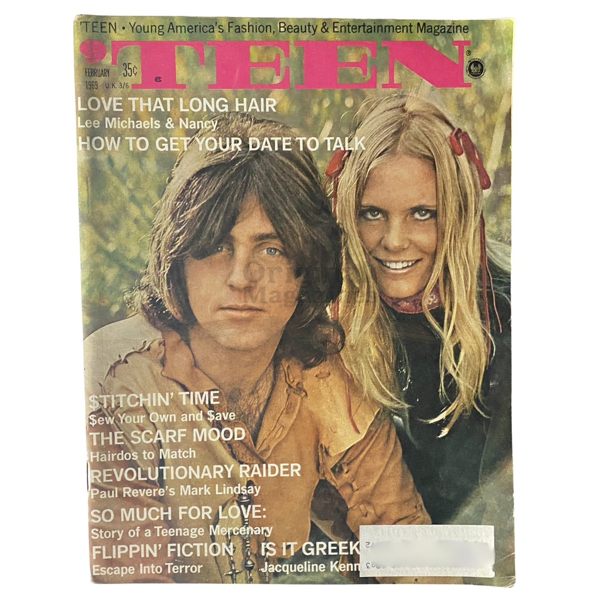 Cover of Teen Magazine February 1969 featuring Jim Webb and Patsy Sullivan, showcasing popular trends in fashion and beauty of the 1960s.