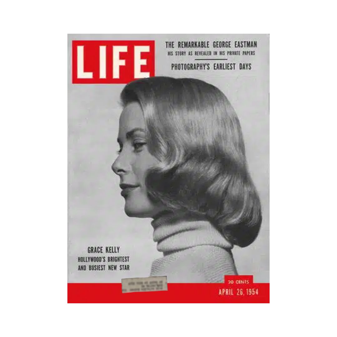 VTG Life Magazine cover from April 26, 1954 featuring Grace Kelly, highlighted as Hollywood's brightest and busiest new star.