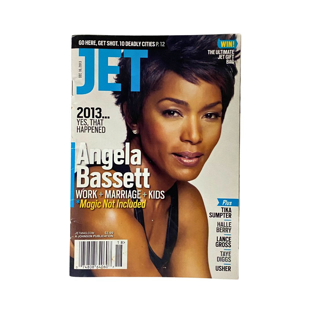 Jet Magazine December 16, 2013 featuring Angela Bassett on the cover, showcasing her striking portrait and highlighting her achievements in film and television.