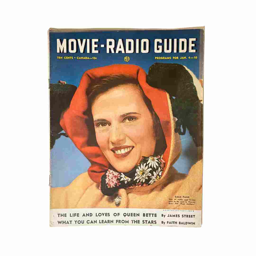 VTG Movie-Radio Guide Magazine January 4-10, 1941 featuring Gale Page on the cover, showcasing vintage magazine design from the early 1940s.