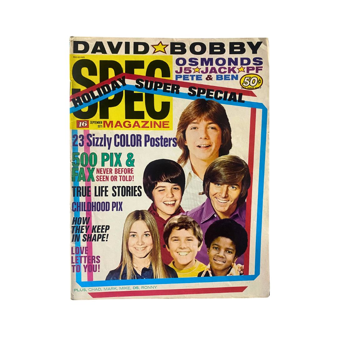 Vintage 16 SPEC Magazine September 1971 Bobby Sherman w Poster No Label