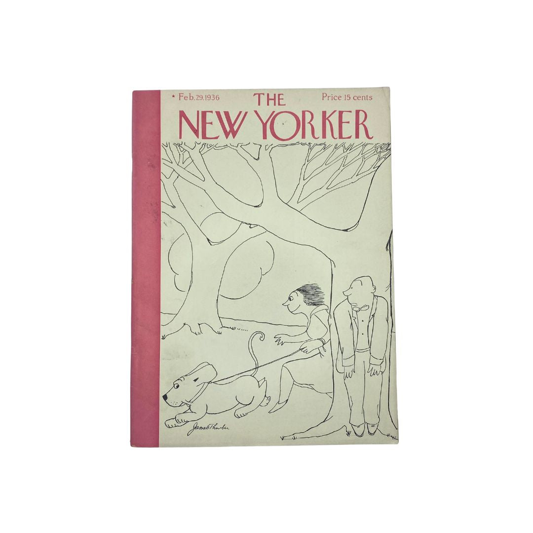 Cover of The New Yorker, February 29, 1936, featuring an illustration by James Thurber, VG condition