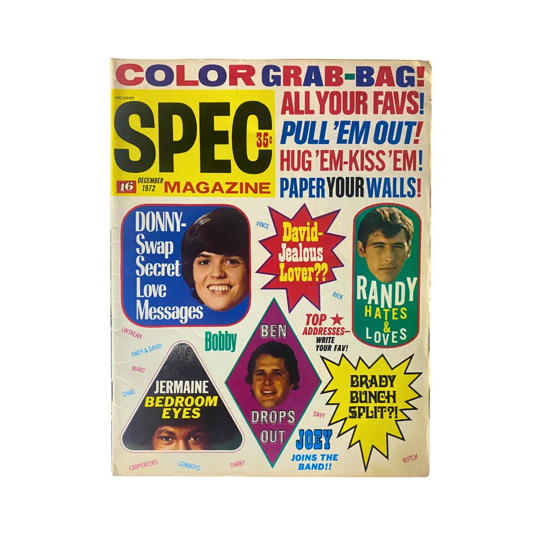 Vintage 16 SPEC Magazine December 1972 Donny Osmond, Jackson 5 w Poster No Label