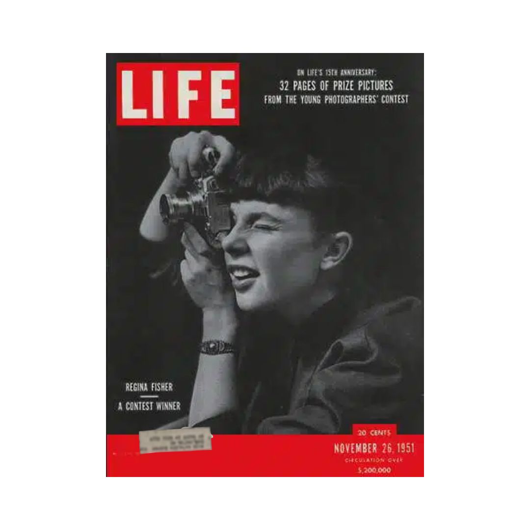 VTG Life Magazine November 26, 1951 featuring Regina Fisher, a contest winner. The cover showcases a young girl taking a photograph, highlighting the Young Photographers Contest.