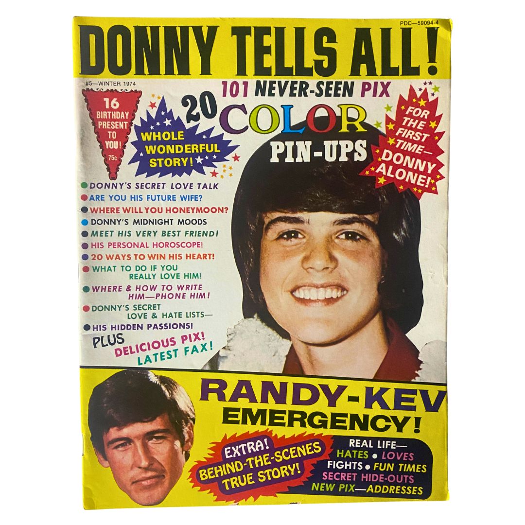Vintage 16 Magazine Winter 1974 Donny Osmond, Randy Mantooth VG w Poster No Label