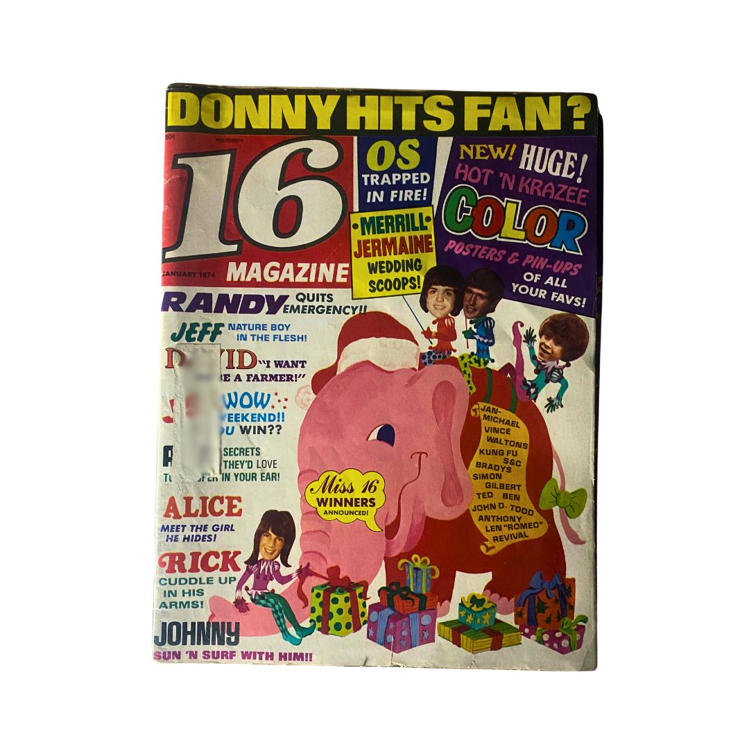 Vintage 16 Magazine January 1974 Randy Mantooth, Donny Osmond w Poster