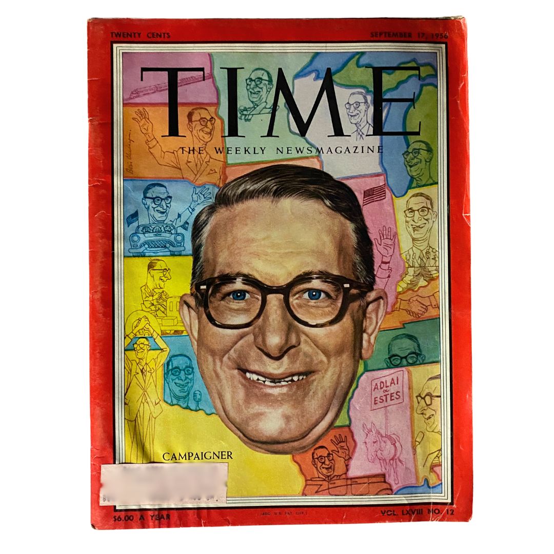 Vintage Time Magazine cover from September 17, 1956, Volume 68, No. 12, featuring an illustration of Estes Kefauver as the main subject.