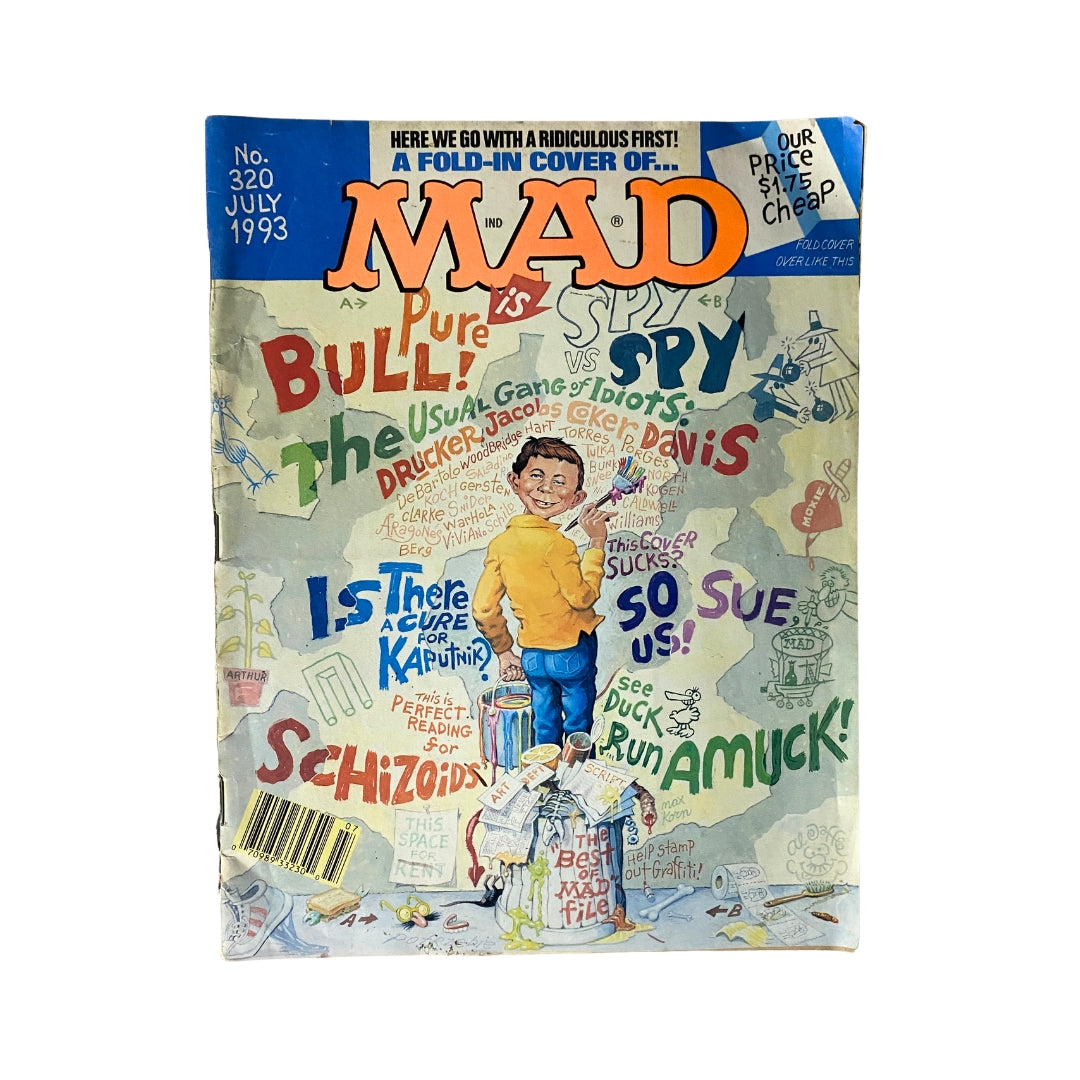 Cover of Mad Magazine July 1993 No. 320 featuring the theme 'Real Clinton Coalition' with colorful cartoon art and humorous headlines.