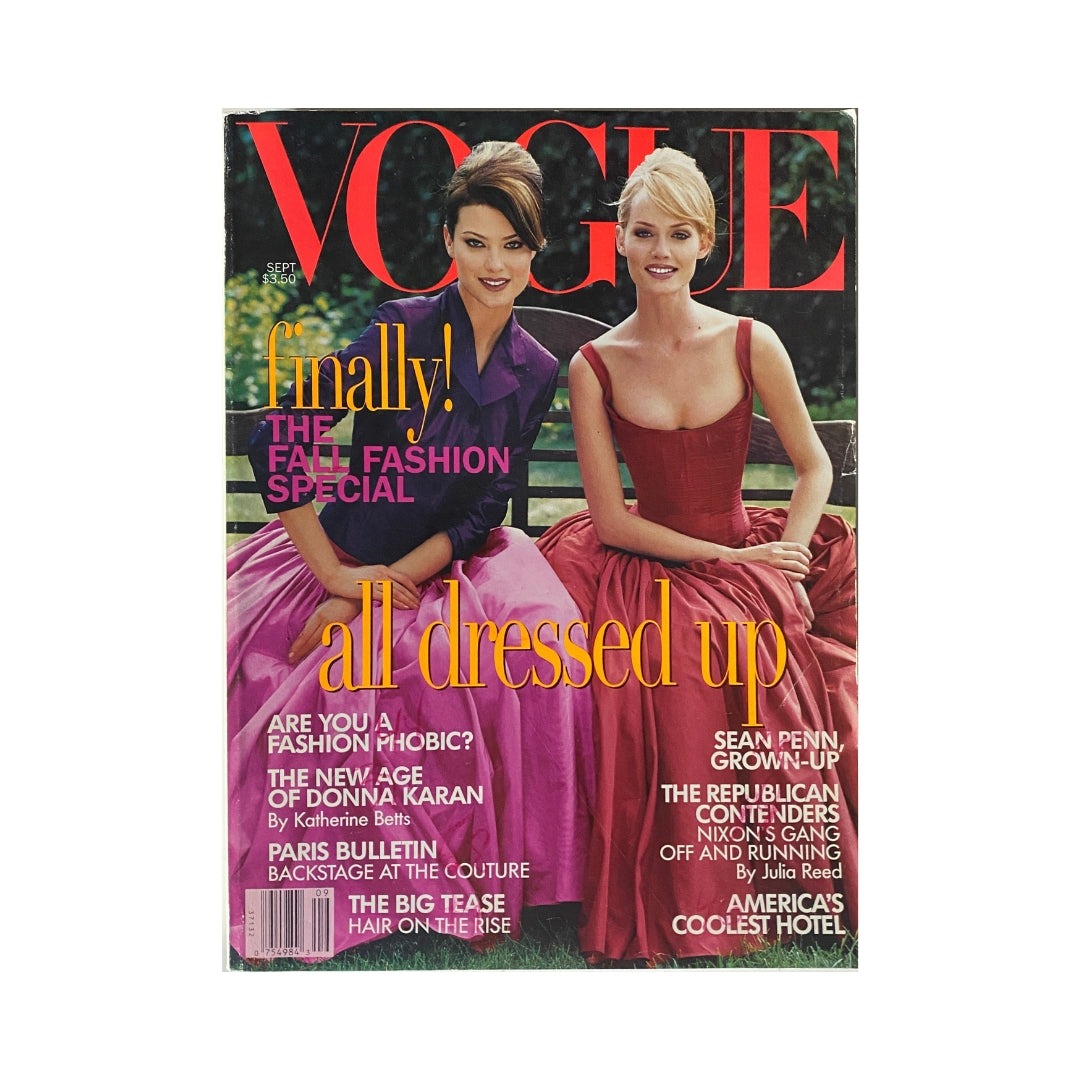Vogue Magazine September 1995 cover featuring models Amber Valletta and Shalom Harlow, promoting the Fall Fashion Special.