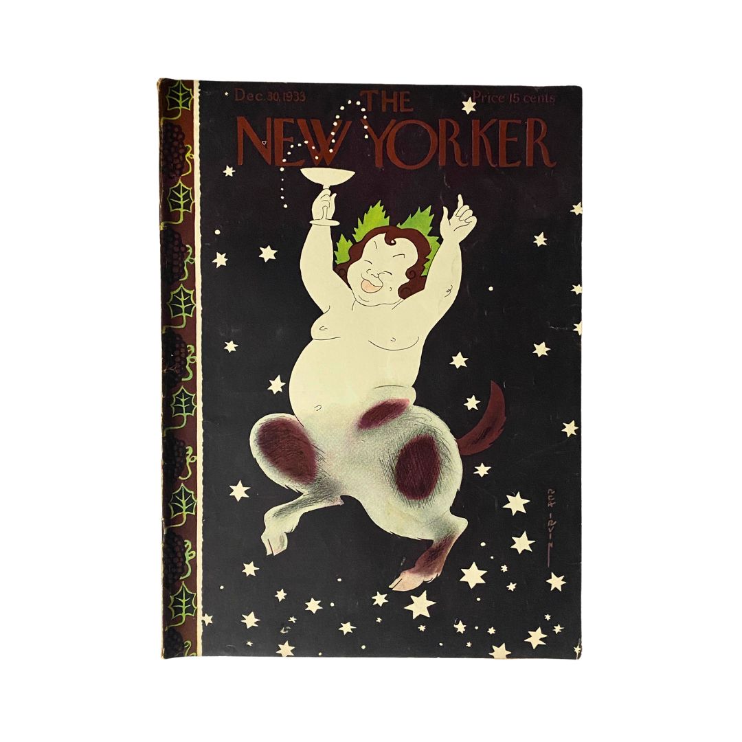 Cover of The New Yorker, December 30, 1933, featuring artwork by Rea Irvin
