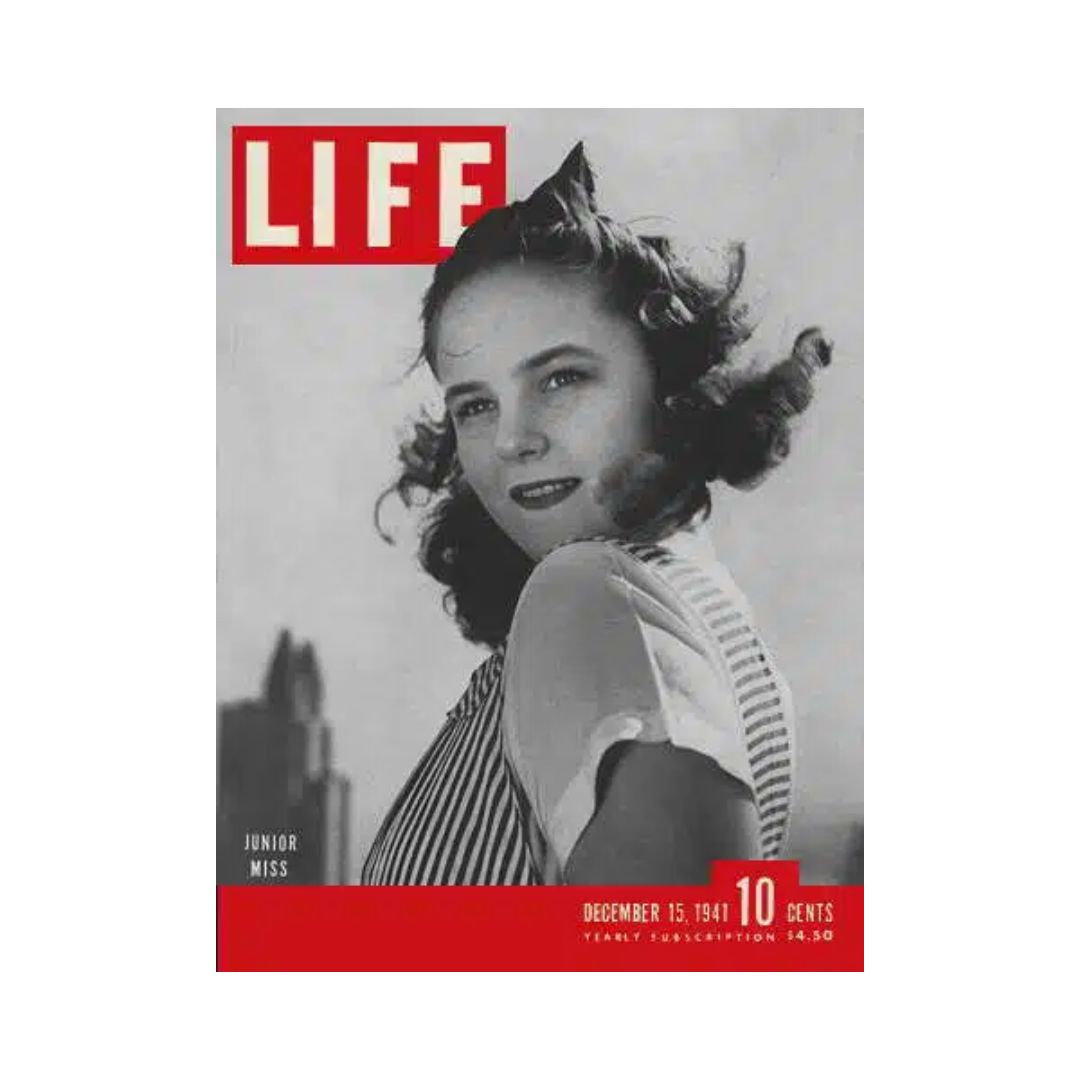 Cover of Life Magazine, December 15, 1941, featuring 'Junior Miss' and the Pearl Harbor attack