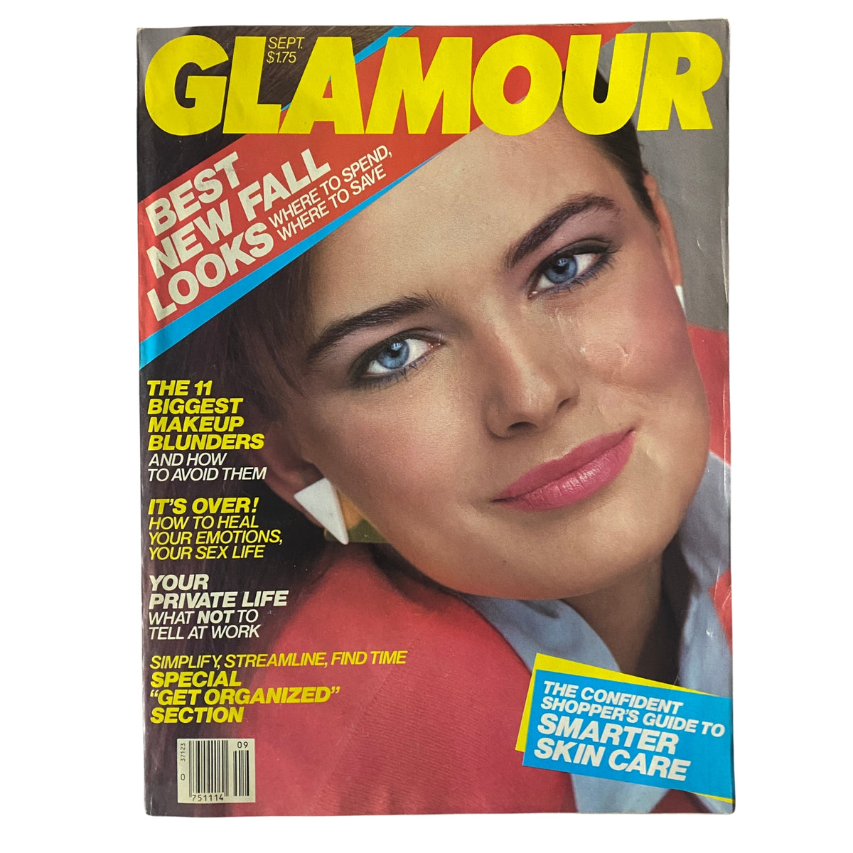Glamour Magazine September 1983 cover featuring Paulina Porizkova, showcasing vibrant fashion headlines and beauty tips.