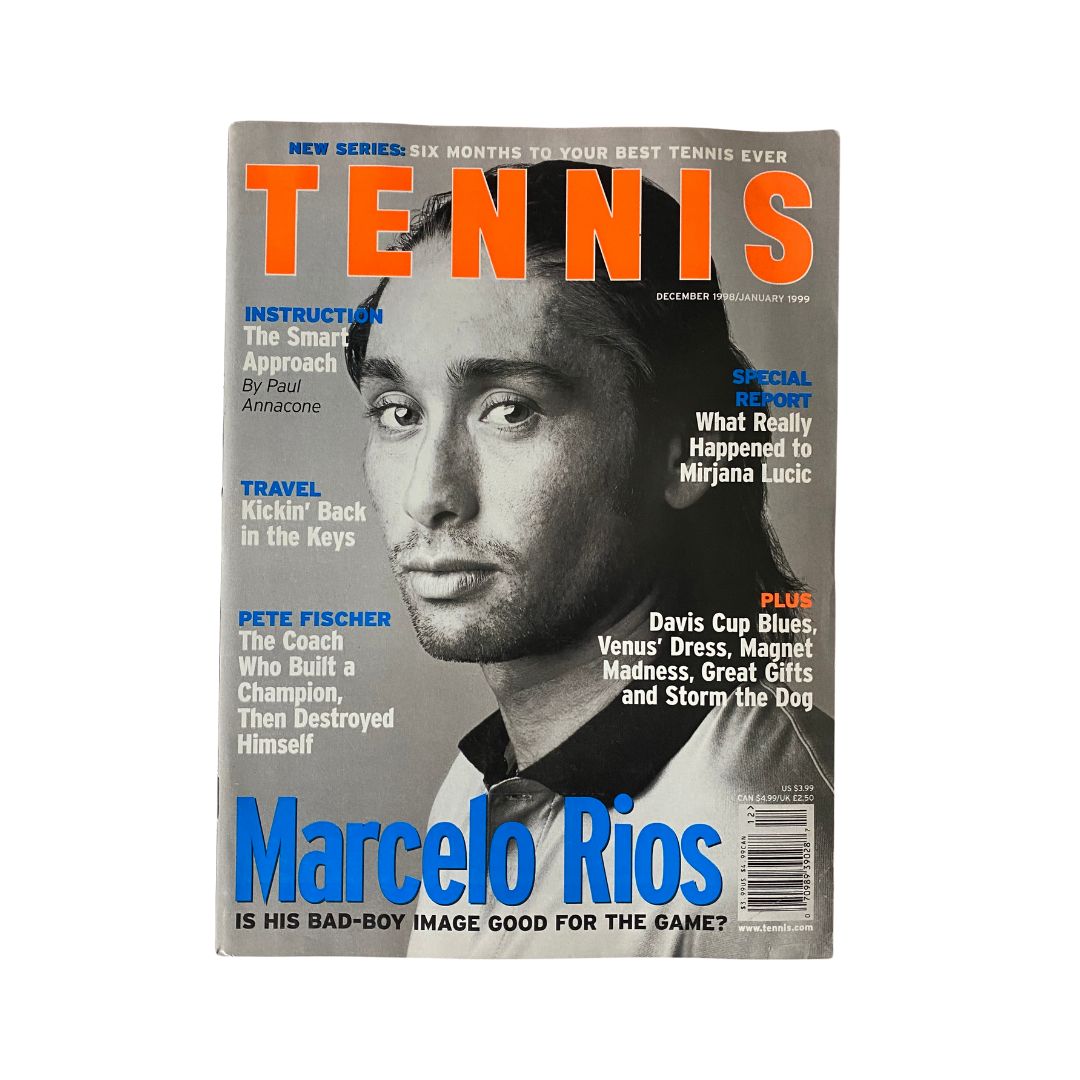 Tennis Magazine December 1998 January 1999 featuring Marcelo Rios on the cover, showcasing tennis insights and highlights from the late 1990s.