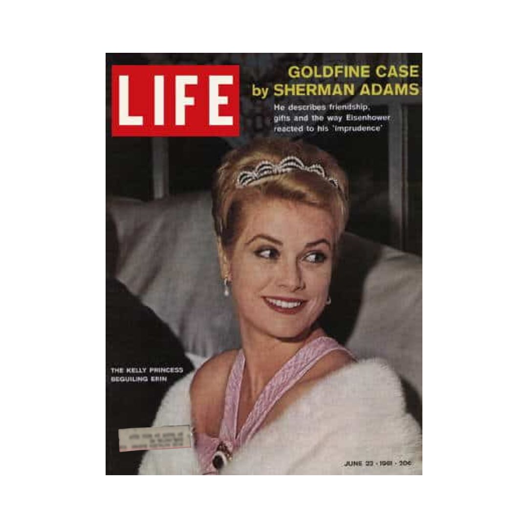 Vintage Life Magazine cover from June 23, 1961 featuring Princess Grace Kelly, showcasing Hollywood glamour and royal elegance.