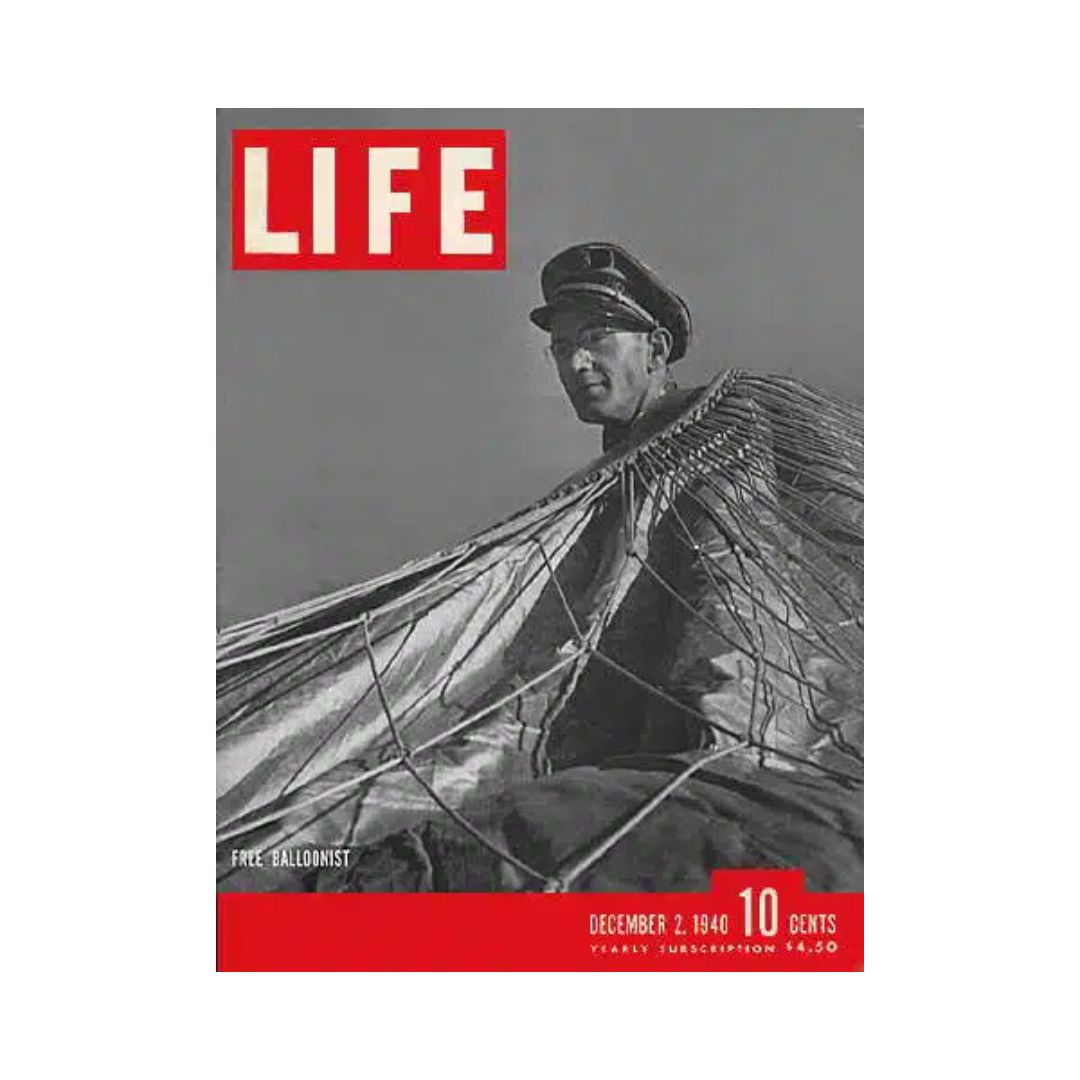 VTG Life Magazine December 2, 1940 featuring a balloonist on the cover, showcasing a historical snapshot of ballooning in the early 1940s.