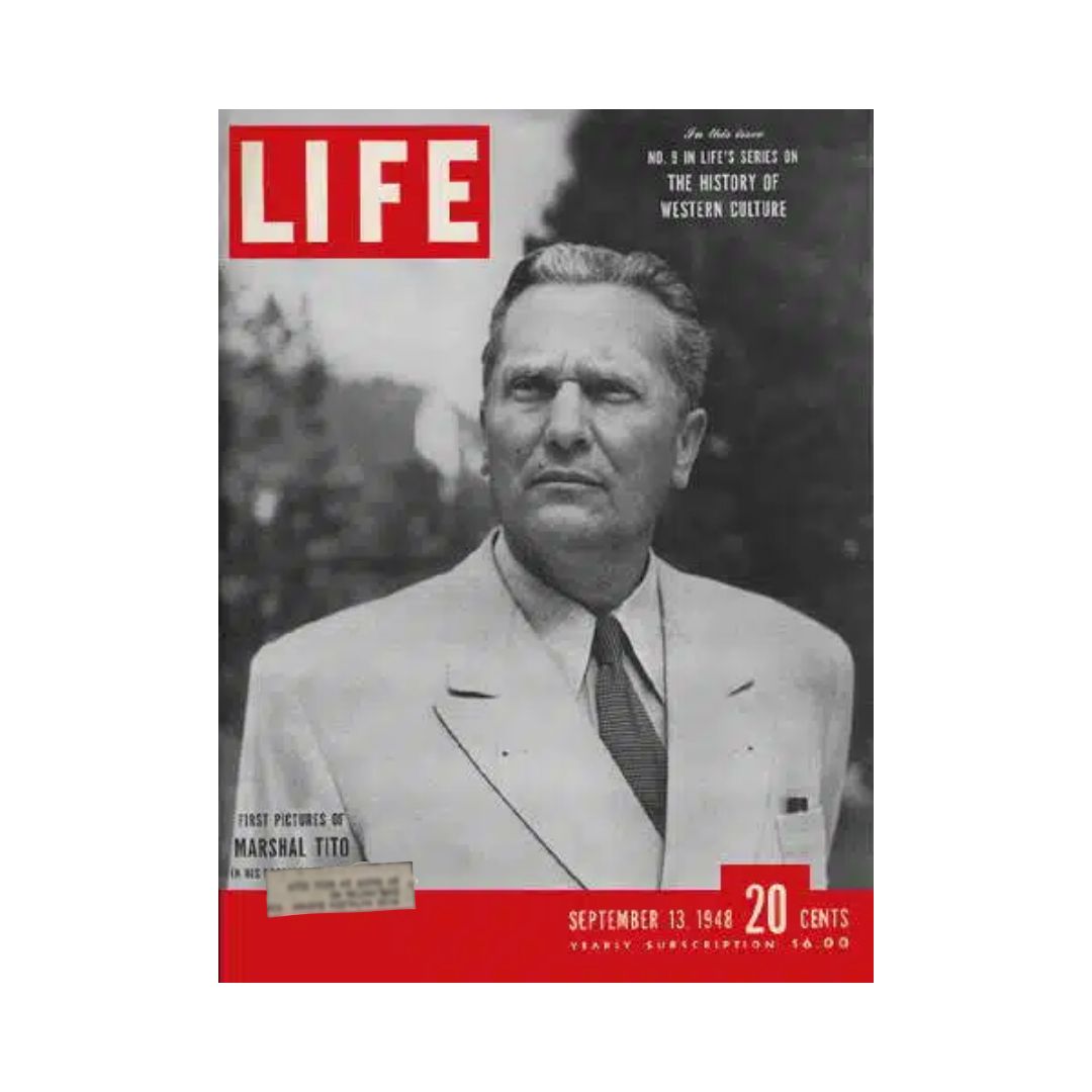 VTG Life Magazine September 13, 1948, featuring Marshal Tito of the Republic of Yugoslavia on the cover, highlighting historical significance and vintage photography.