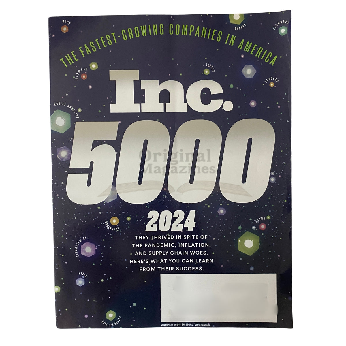 Cover of Inc. Magazine September 2024 featuring The Fastest-Growing Companies in America - showcasing 2024 Inc. 5000 list with a cosmic background.