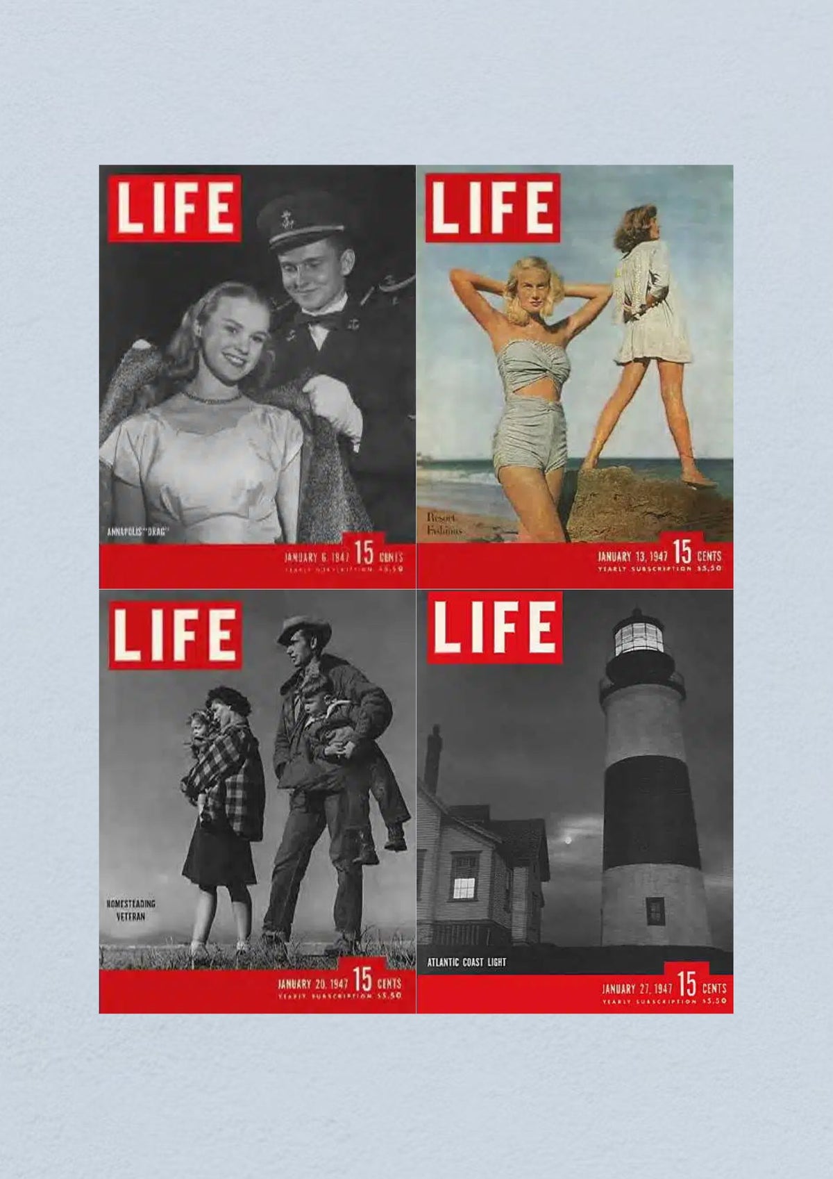 Life Magazine January 27, 1947 Cover featuring the Atlantic Coast Light lighthouse.